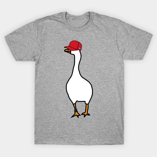 White Goose Wearing Stolen Red Hat T-Shirt by ellenhenryart